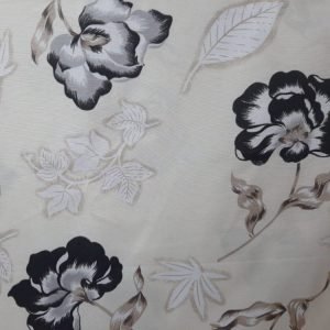Gorgurinho Estampado / Floral Cinza e Preto fundo Marfim