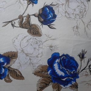 Gorgurinho Estampado / Floral Azul Royal fundo Marfim