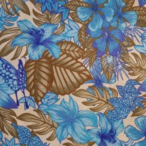 Gorgurinho Estampado / Floral Azul fundo Marfim