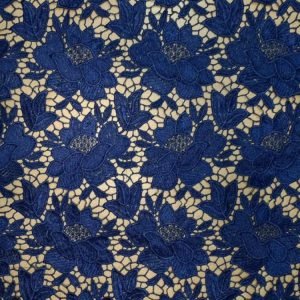 Renda Guipir / Floral Azul Marinho