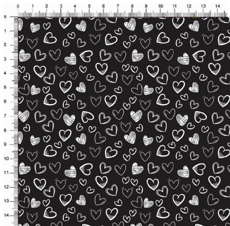 Tricoline estampa digital xadrez preto com corações coloridos - Renatta  Tecidos