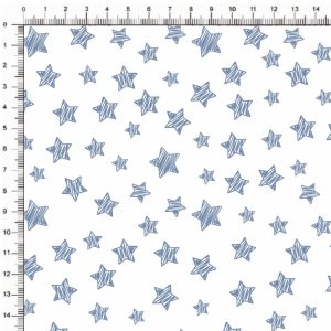 Tricoline Estampado / Estrela do Mar Azul fundo Branco