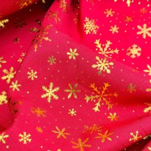 Oxford Natalino com Brilho / Flocos de Neve fundo Vermelho