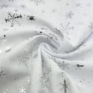 Oxford Natalino com Brilho / Flocos de Neve fundo Branco