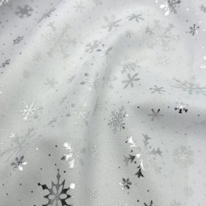 Oxford Natalino com Brilho / Flocos de Neve fundo Branco