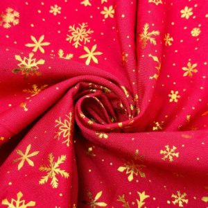 Oxford Natalino com Brilho / Flocos de Neve fundo Vermelho