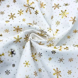 Oxford Natalino com Brilho / Flocos de Neve fundo Off White