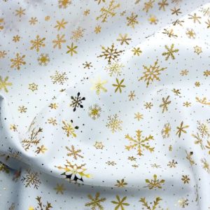 Oxford Natalino com Brilho / Flocos de Neve fundo Off White