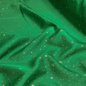 Oxford Natalino com Brilho / Estrelas fundo Verde