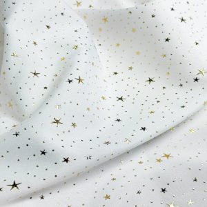 Oxford Natalino com Brilho / Estrelas fundo Branco